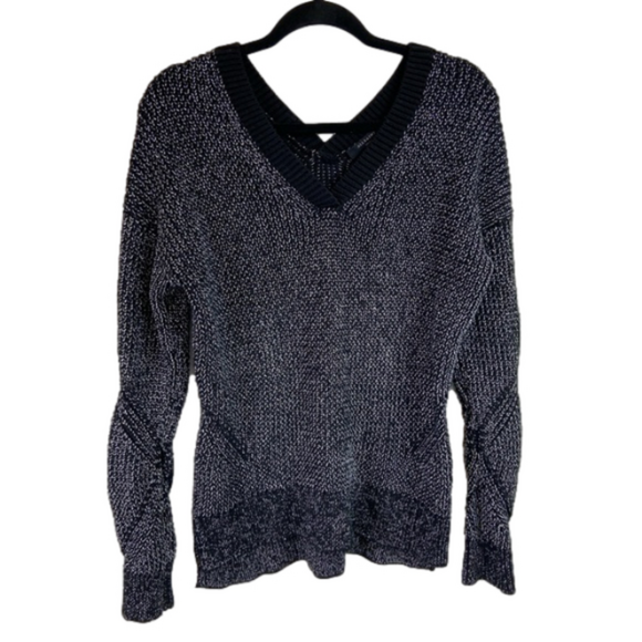 All Saints Quinta Shine Jumper Knit Sweater Black Silver...